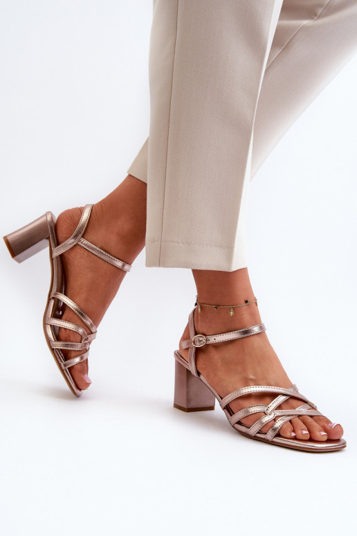 Damen-Sandalen mit hohen Absätzen Sergio Leone SK065 in Goldfarbe
