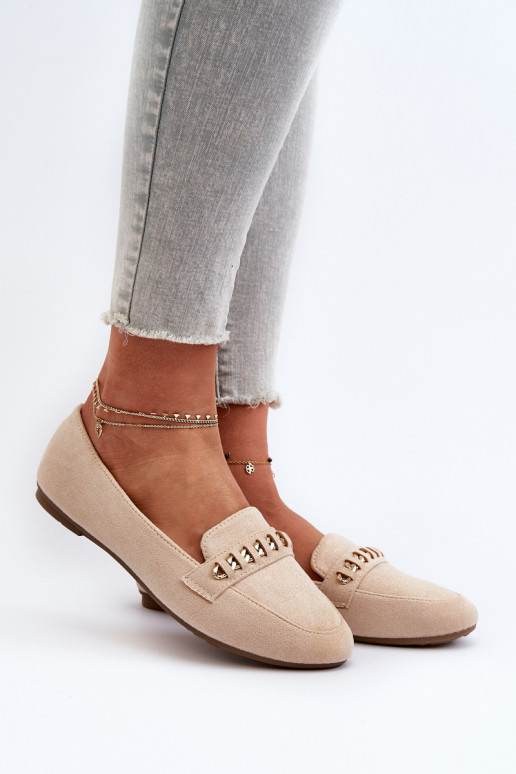 Funkelnde Mokassins mit Ketten in beigem Aredilla Funkelnde Mokassins mit Ketten in beigem Aredilla
