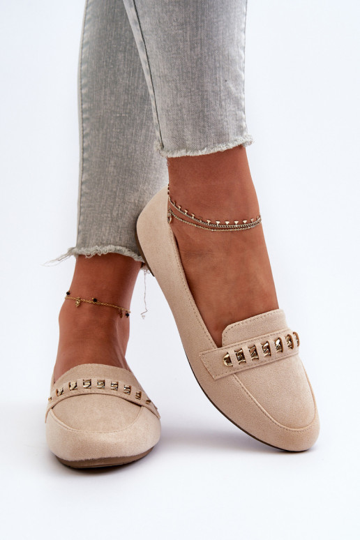 Funkelnde Mokassins mit Ketten in beigem Aredilla Funkelnde Mokassins mit Ketten in beigem Aredilla