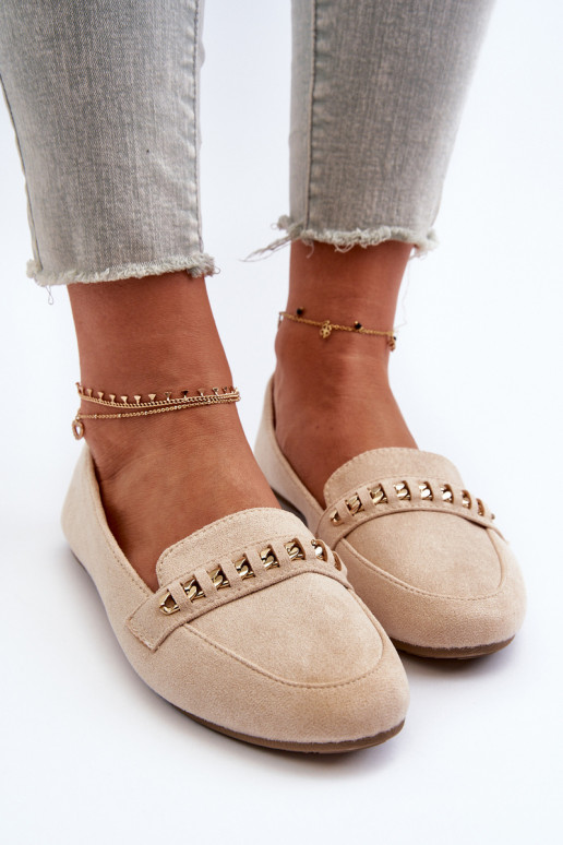 Funkelnde Mokassins mit Ketten in beigem Aredilla Funkelnde Mokassins mit Ketten in beigem Aredilla
