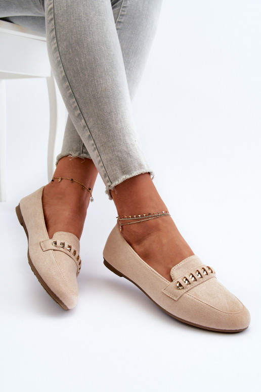 Funkelnde Mokassins mit Ketten in beigem Aredilla Funkelnde Mokassins mit Ketten in beigem Aredilla