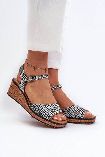 Plateausandalen Sergio Leone SK303 Weiß-Schwarz 2