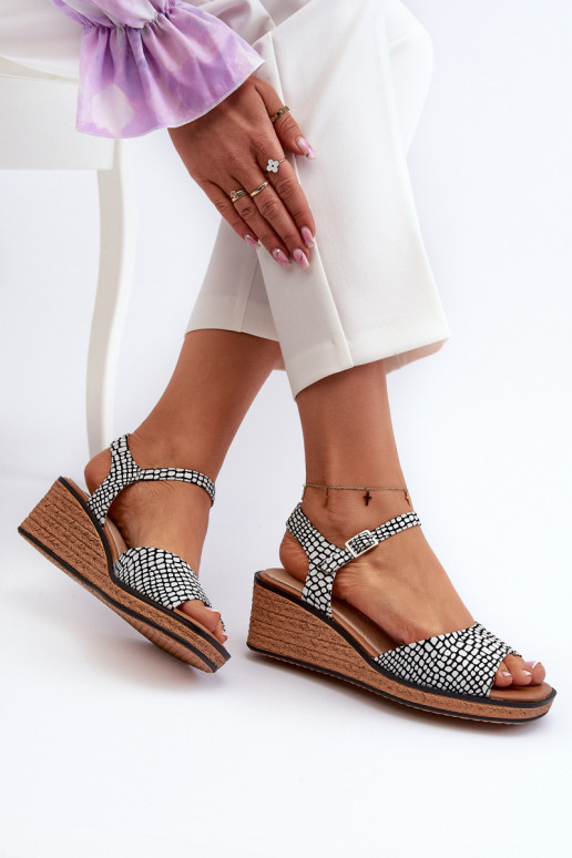 Plateausandalen Sergio Leone SK303 Weiß-Schwarz