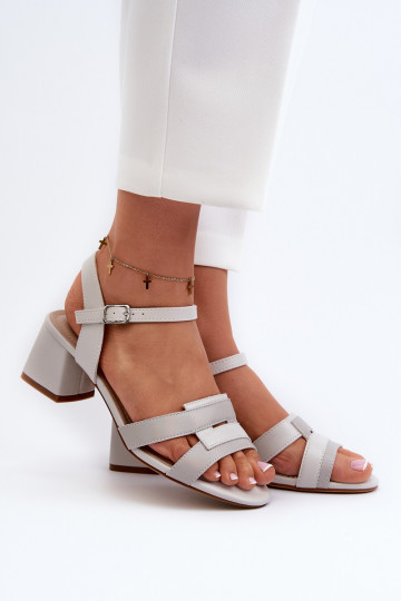 Damensandalen mit Absatz aus Öko-Leder Sergio Leone SK894 in der Farbe Grau 2