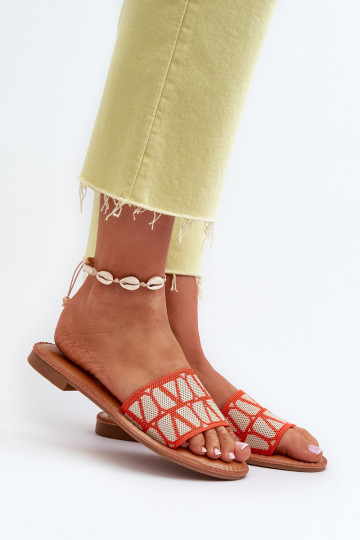 Damen-Flip-Flops mit weitem Absatz in der Farbe Orange von Traivea