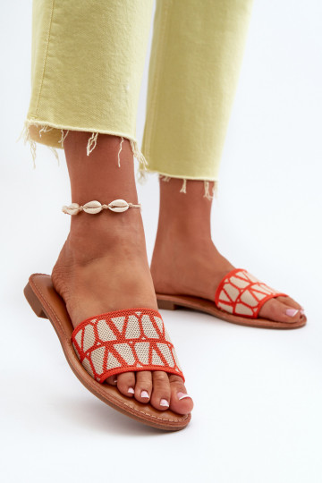 Damen-Flip-Flops mit weitem Absatz in der Farbe Orange von Traivea 2
