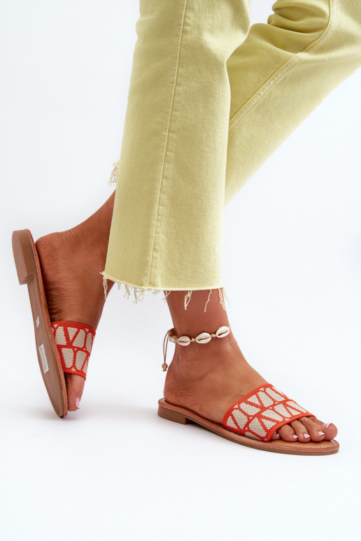 Damen-Flip-Flops mit weitem Absatz in der Farbe Orange von Traivea Damen-Flip-Flops mit weitem Absatz in der Farbe Orange von Traivea