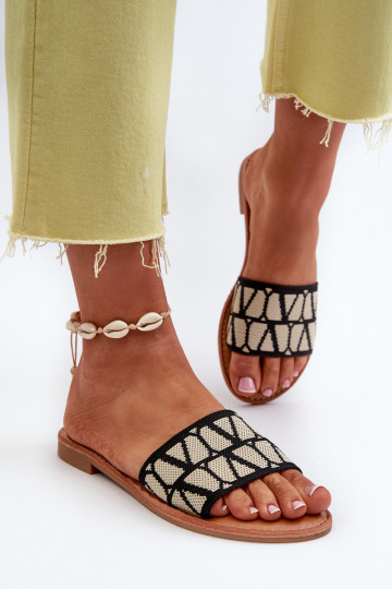Damen-Flip-Flops mit weitem Absatz in der Farbe Schwarz Traivea