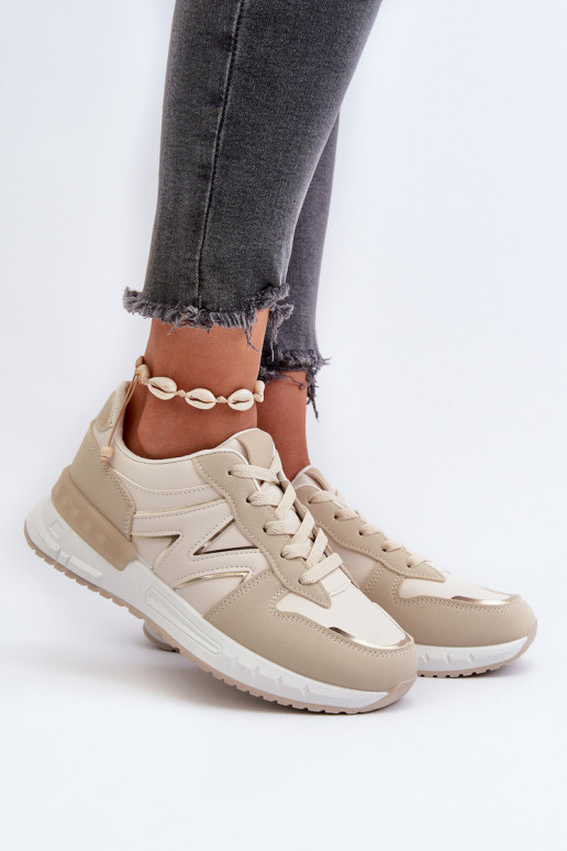 Sneakers-Modellschuhe aus beigem Öko-Leder von Kaimans
