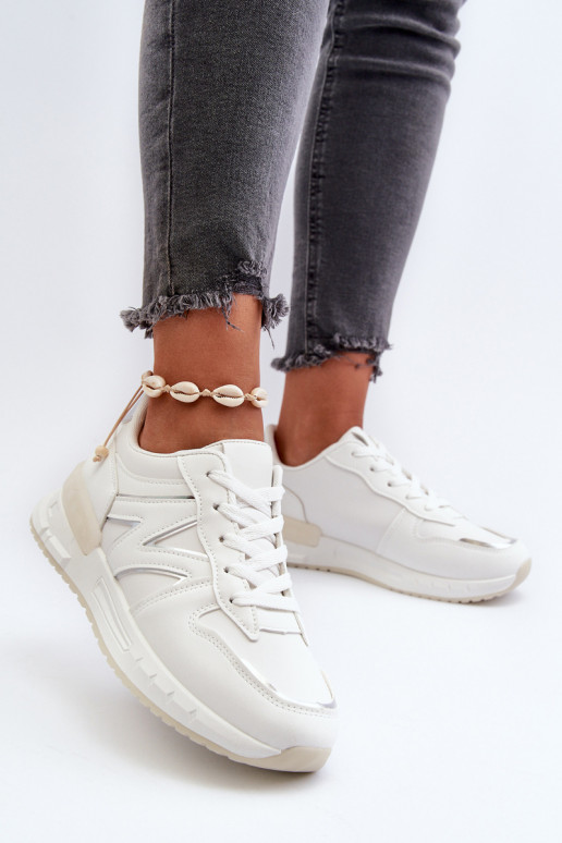 Sneakers-Modellschuhe aus Öko-Leder in der weißen Farbe Kaimans