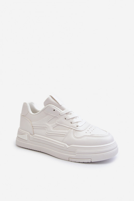 Sneakers-Modellschuhe mit Plateau aus Öko-Leder in der Farbe Weiß Lynnette