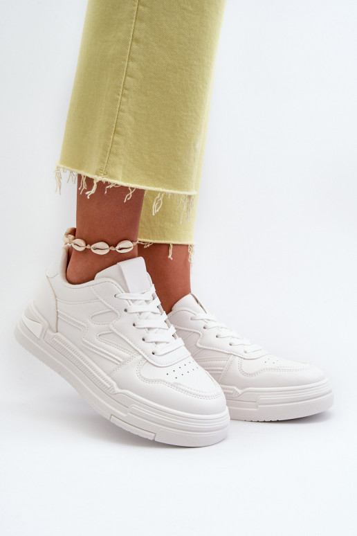 Sneakers-Modellschuhe mit Plateau aus Öko-Leder in der Farbe Weiß Lynnette