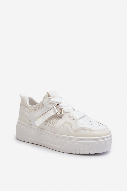 Sneakers-Modellschuhe mit Plateau aus Öko-Leder in der Farbe Weiß Moun