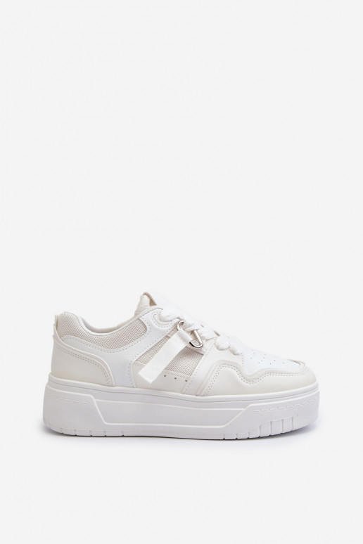 Sneakers-Modellschuhe mit Plateau aus Öko-Leder in der Farbe Weiß Moun