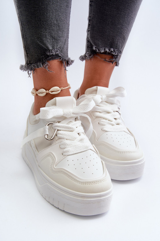 Sneakers-Modellschuhe mit Plateau aus Öko-Leder in der Farbe Weiß Moun