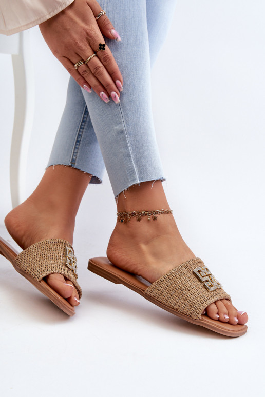 Plattfüße Damen-Flip-Flops beige Omenna