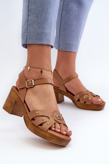Damensandalen mit Absatz aus Öko-Leder in der braunen Farbe Assames 2