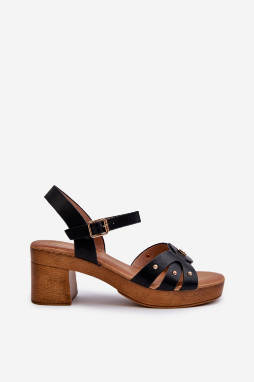 Damensandalen mit Absatz aus Öko-Leder in der Farbe Assames-Schwarz Damensandalen mit Absatz aus Öko-Leder in der Farbe Assames-Schwarz