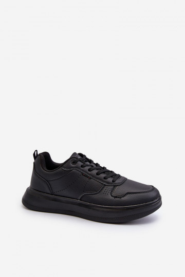 Sneakers-Modellschuhe mit Plateau aus Öko-Leder in der schwarzen Farbe Uziran