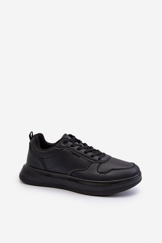 Sneakers-Modellschuhe mit Plateau aus Öko-Leder in der schwarzen Farbe Uziran