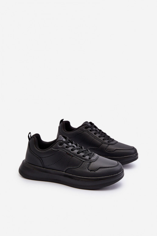 Sneakers-Modellschuhe mit Plateau aus Öko-Leder in der schwarzen Farbe Uziran