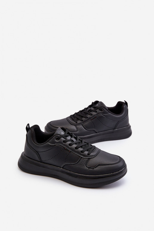 Sneakers-Modellschuhe mit Plateau aus Öko-Leder in der schwarzen Farbe Uziran