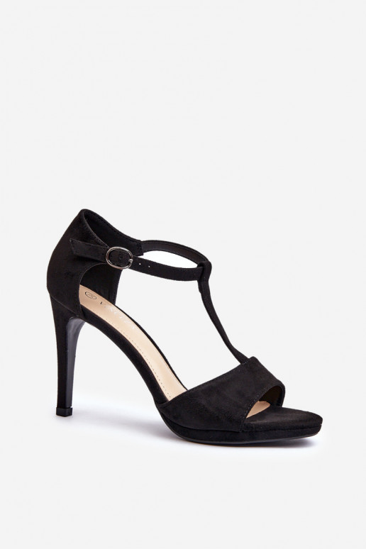 Damen-Sandalen mit hohen Absätzen aus Eco-Wildleder, Black Obdaria
