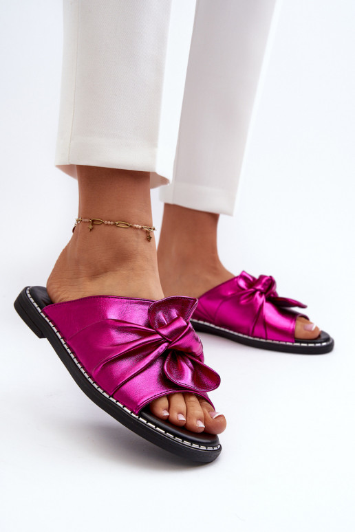 Damenhausschuhe mit breiten Absätzen in der Farbe Rosa von Nelvira