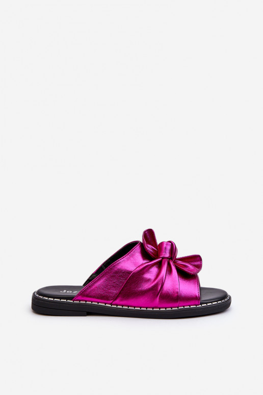 Damenhausschuhe mit breiten Absätzen in der Farbe Rosa von Nelvira