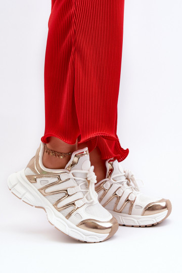 Sneakers Modell Schuhe Weiß-goldene Farbe Ahmani 2