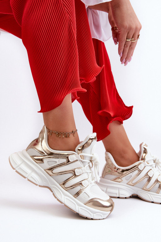 Sneakers Modell Schuhe Weiß-goldene Farbe Ahmani Sneakers Modell Schuhe Weiß-goldene Farbe Ahmani