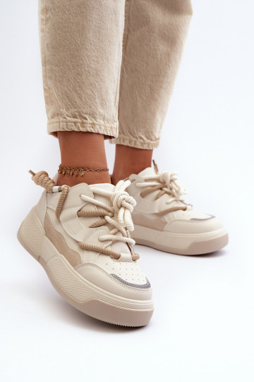 Sneakers Modell Schuhe mit Plateau beige Moariella 2