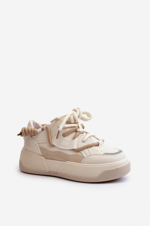 Sneakers Modell Schuhe mit Plateau beige Moariella