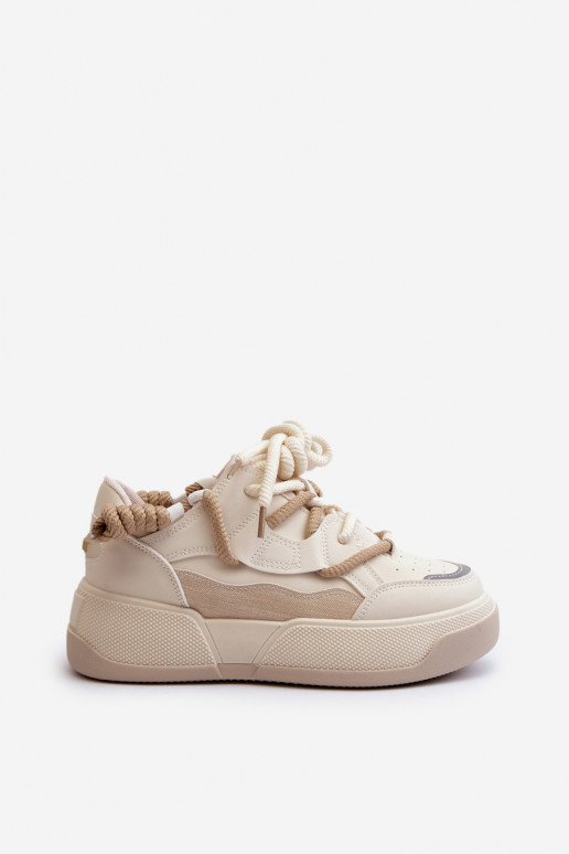 Sneakers Modell Schuhe mit Plateau beige Moariella