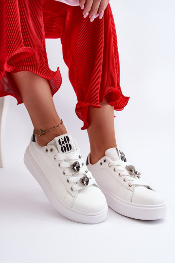 Damen-Sneaker mit Plateausohle und Herzen, weißes Azamia 2