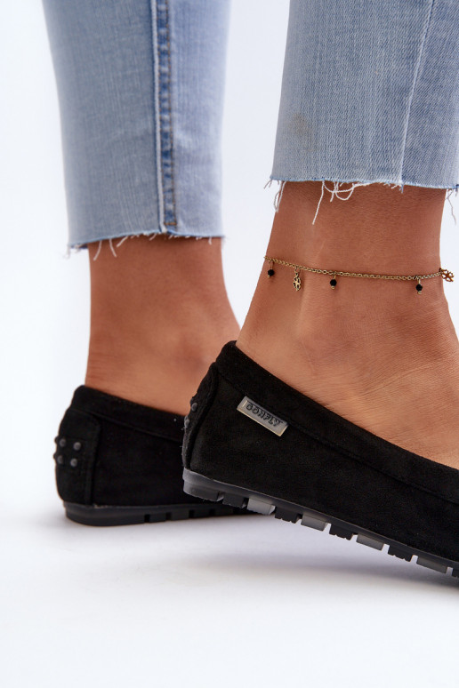 Damen-Mokassins aus Eco-Wildleder Black Amrutia Damen-Mokassins aus Eco-Wildleder Black Amrutia