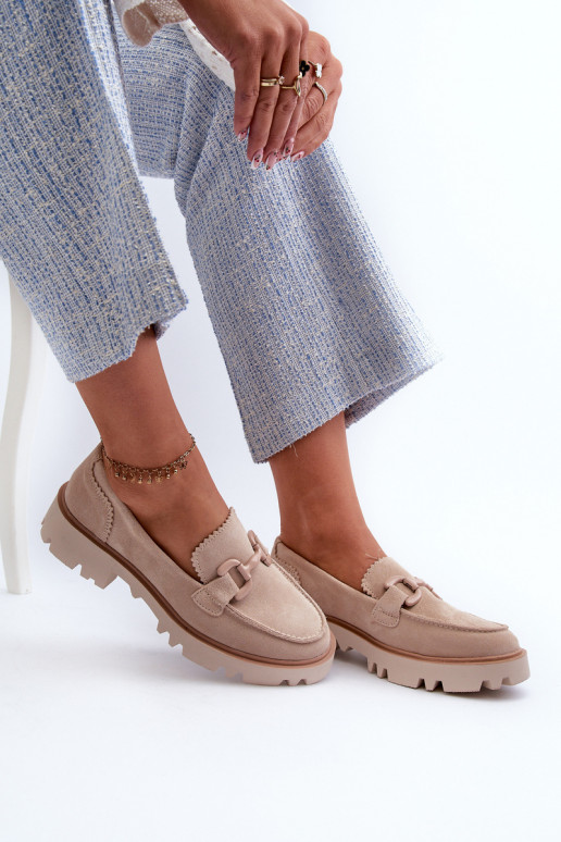 Wildledermokassins mit Ornamenten D&A TW117 beige