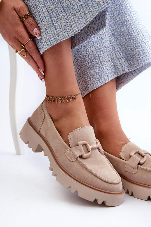 Wildledermokassins mit Ornamenten D&A TW117 beige Wildledermokassins mit Ornamenten D&A TW117 beige