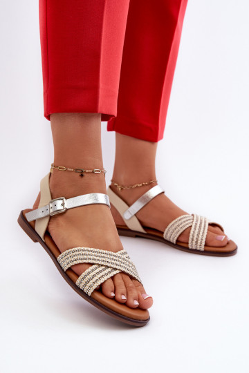 Flache Sandalen für Damen S.Barski MY923 beige Farbe