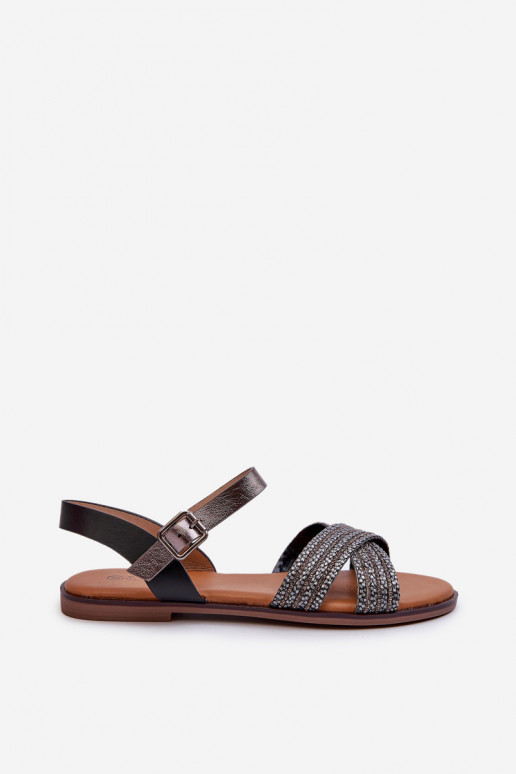 Flache Sandalen für Damen S.Barski MY923 schwarze Farbe
