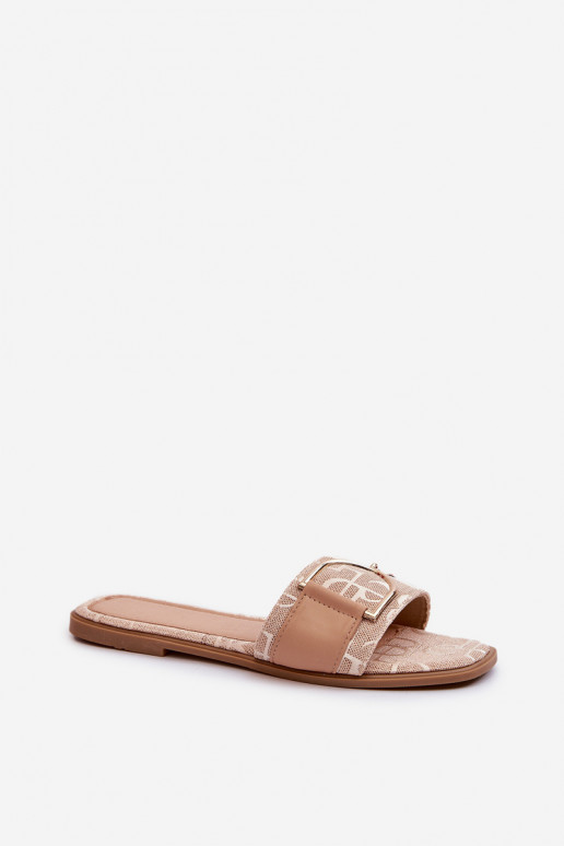 mit Glanz Damenhausschuhe mit Ornamenten beige Taleci mit Glanz Damenhausschuhe mit Ornamenten beige Taleci