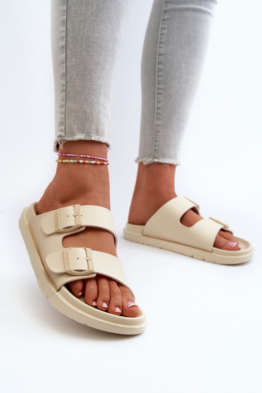 Leichte Hausschuhe mit Schnallen Big Star NN274A752 beige