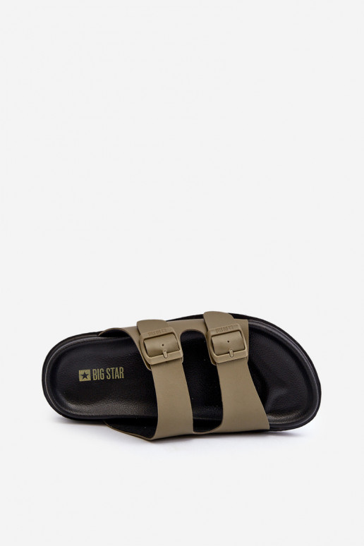 Leichte Herrenhausschuhe mit Schnallen Big Star NN174592 in der Farbe Khaki Leichte Herrenhausschuhe mit Schnallen Big Star NN174592 in der Farbe Khaki