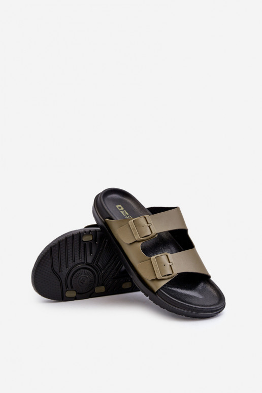 Leichte Herrenhausschuhe mit Schnallen Big Star NN174592 in der Farbe Khaki Leichte Herrenhausschuhe mit Schnallen Big Star NN174592 in der Farbe Khaki