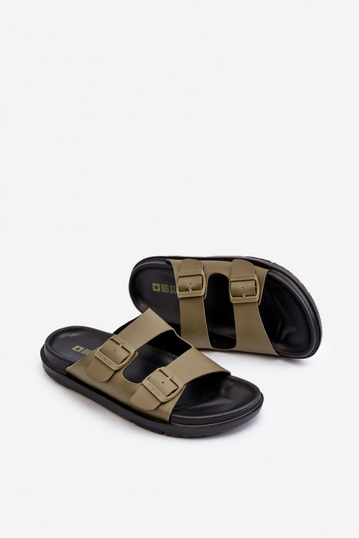 Leichte Herrenhausschuhe mit Schnallen Big Star NN174592 in der Farbe Khaki Leichte Herrenhausschuhe mit Schnallen Big Star NN174592 in der Farbe Khaki