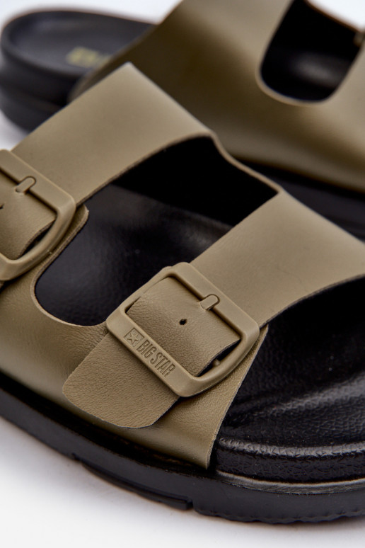 Leichte Herrenhausschuhe mit Schnallen Big Star NN174592 in der Farbe Khaki Leichte Herrenhausschuhe mit Schnallen Big Star NN174592 in der Farbe Khaki