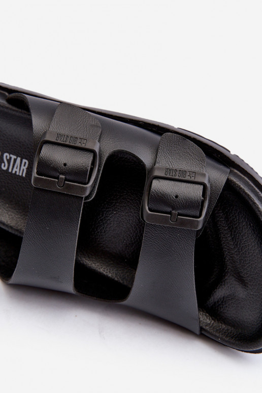 Leichte Herrenhausschuhe mit Schnallen Big Star NN174597 in schwarzer Farbe