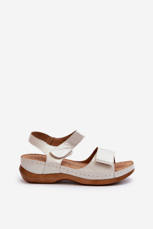 Bequeme Sandalen für Damen mit Klebeverschlüssen in der Farbe Silber von Iphiope