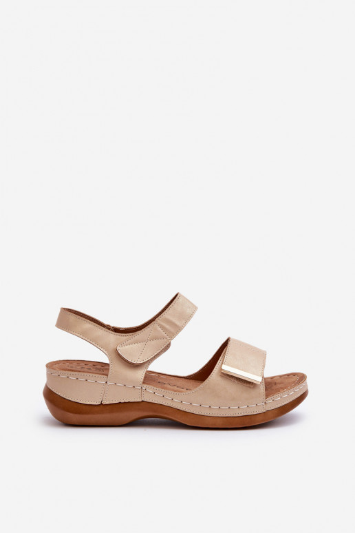 Bequeme Sandalen für Damen mit Klebeverschlüssen beige Iphiope