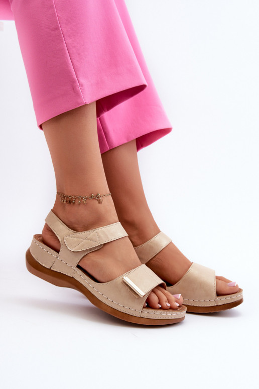 Bequeme Sandalen für Damen mit Klebeverschlüssen beige Iphiope